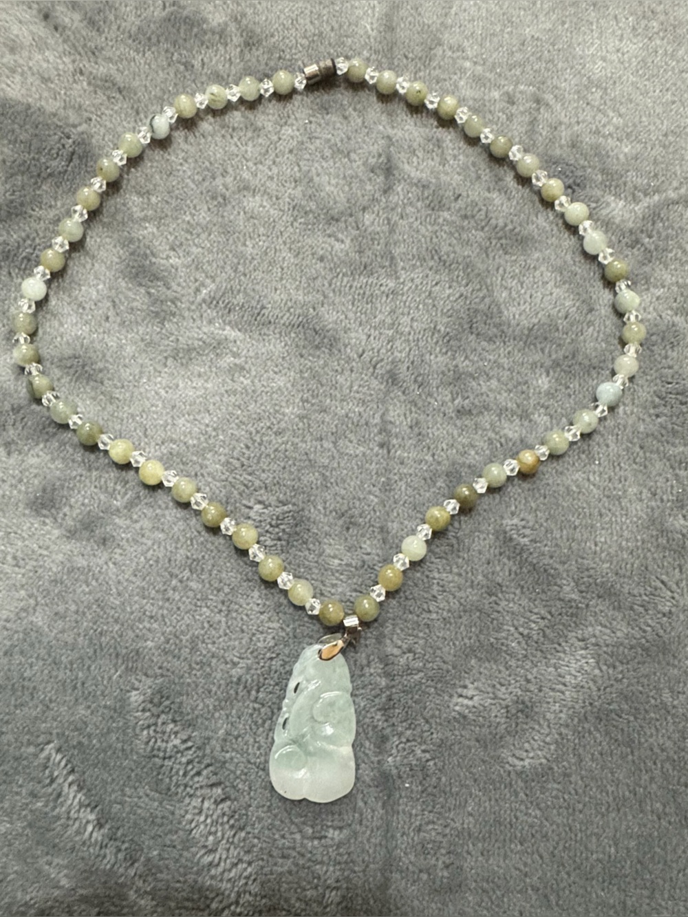 Seafoam Green Jade Pendant Necklace with Beaded Strand

#2